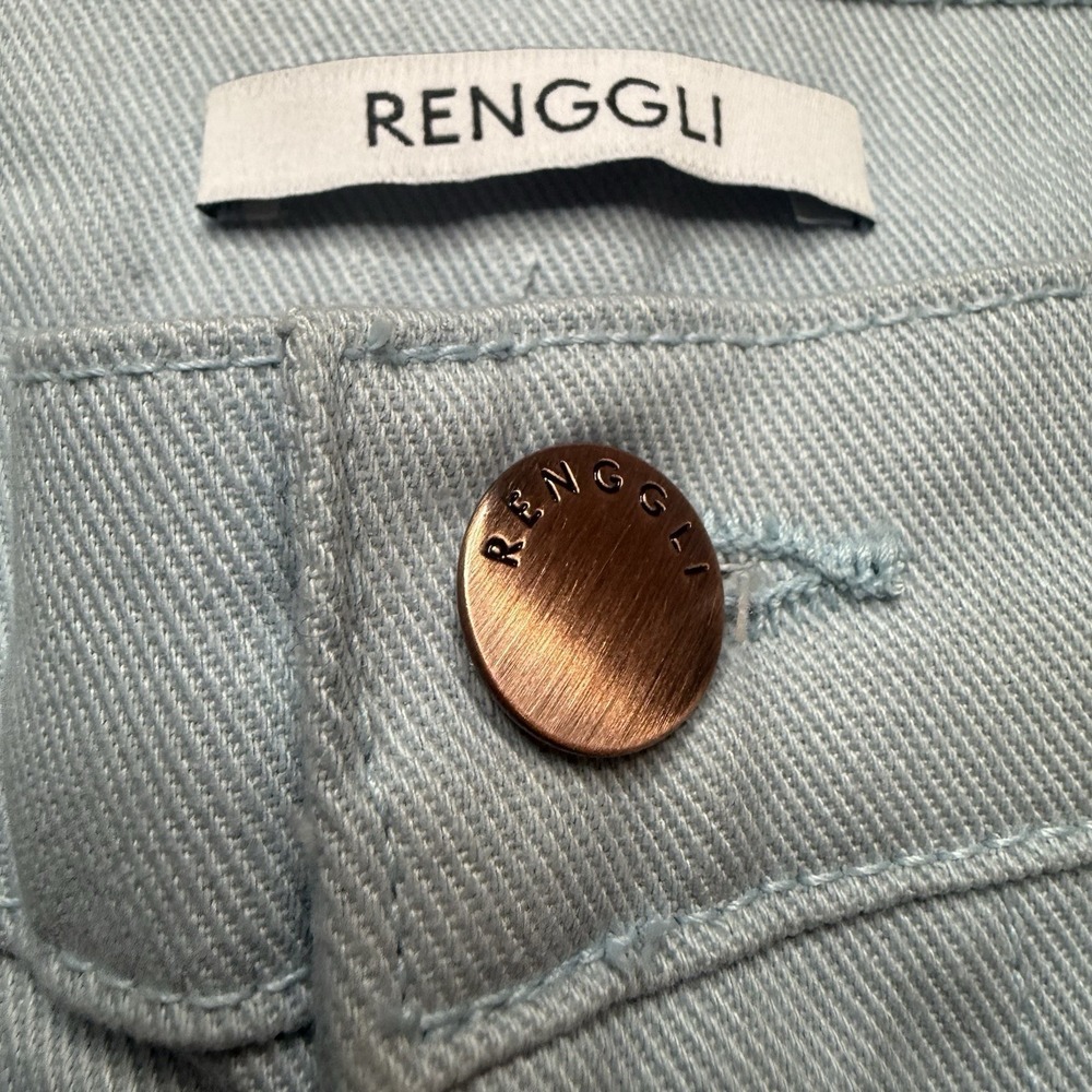 Renggli Boyfriend Fit High Rise Work Pant Light Blue Denim Cotton Size 26 - Picture 3 of 7